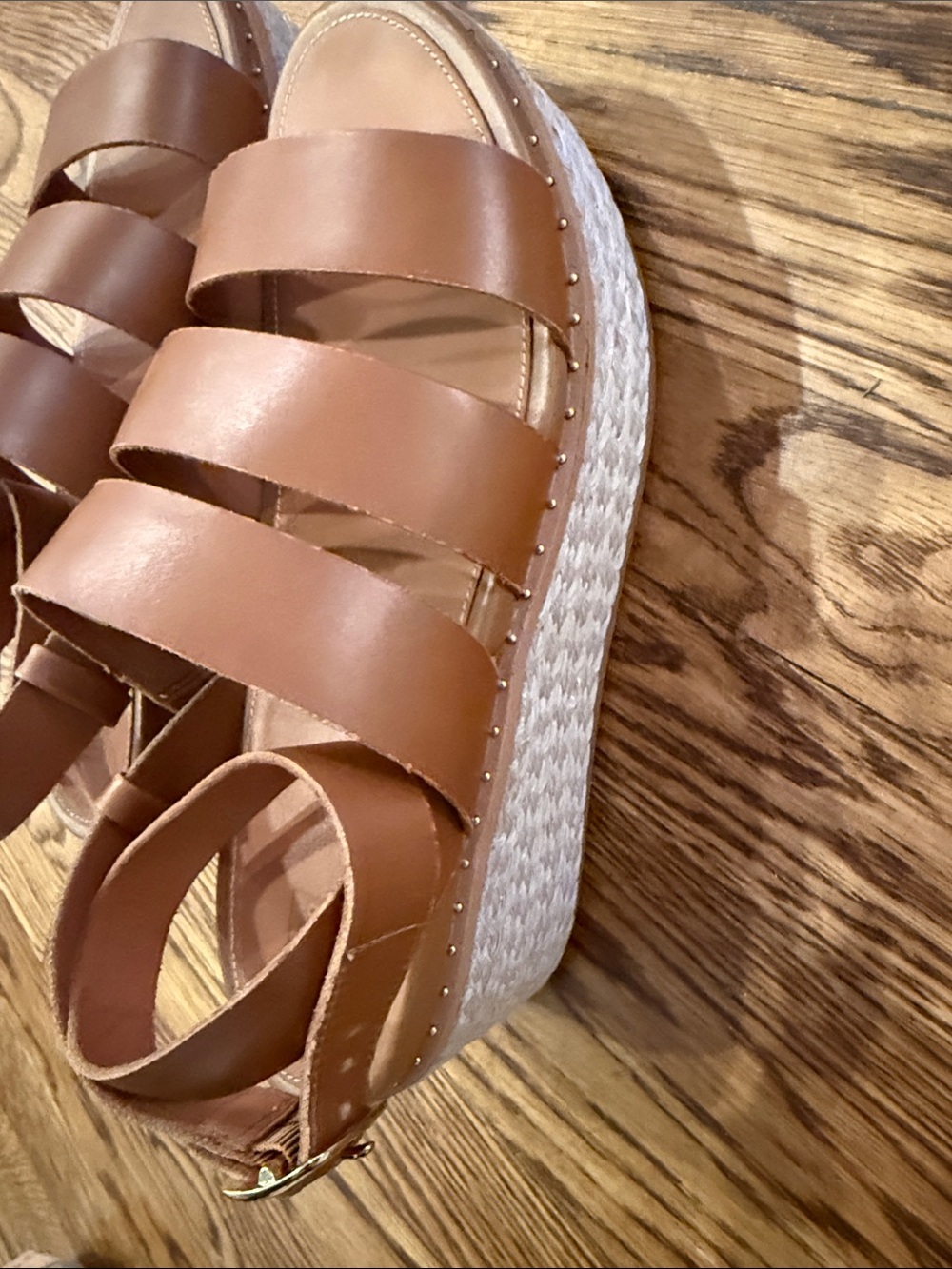 Brown Triple-Strap Fitflop Leather Sandals size 9 - Picture 4 of 6